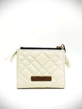 KURT GEIGER Brixton Bone Color Quilted Leather Mini Card Wallet